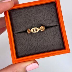 HERMES : Rose Gold: Chaine d'ancre Enchainee ring, small model BRAND NEW